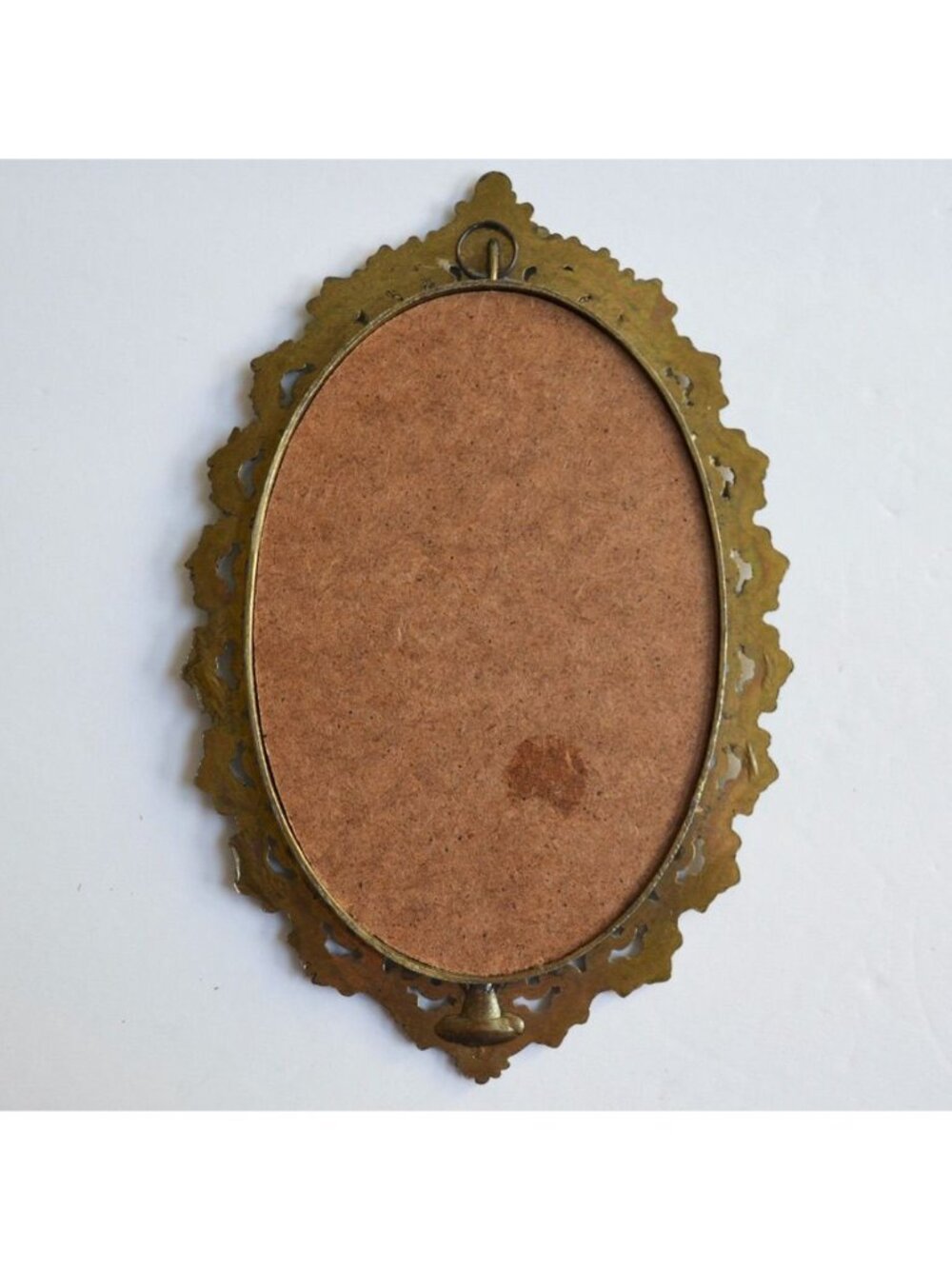 Ornate Metal Frame Silk Fabric Artwork Image Print Vintage Oval - Picture 5 of 5